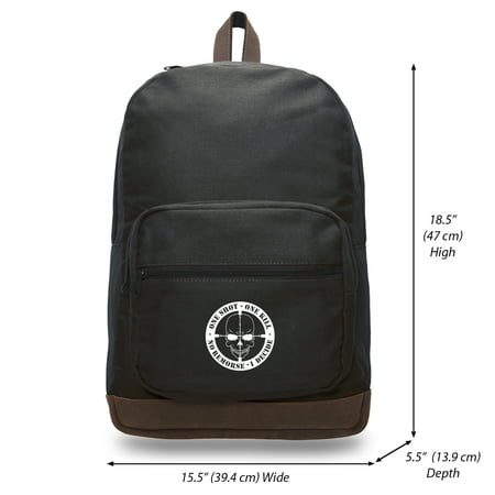 One Shot One Kill No Remorse Canvas Teardrop Backpack Bag With Leather