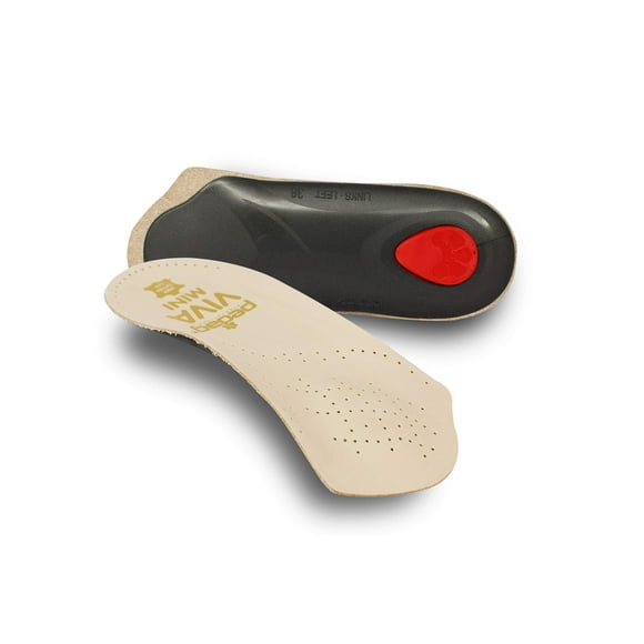 pedag Viva Mini | 3/4 Leather Arch Support Inserts | Handmade in Germany | Plantar Fasciitis Relief | Heel Cushion | Metatarsal Support Pad | Low Profile Shoe Insoles | Tan | Women US 9/ Men 6/ EU 39