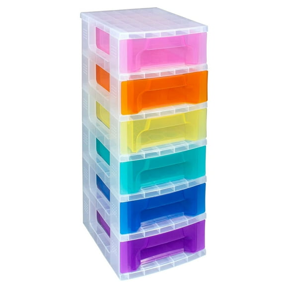 Really Useful Box Slimline 3.5L Storage Tower Transparent Rainbow Drawer