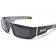 Locs 9058 Black w/ White BANDANA Sunglasses Gangster Shades