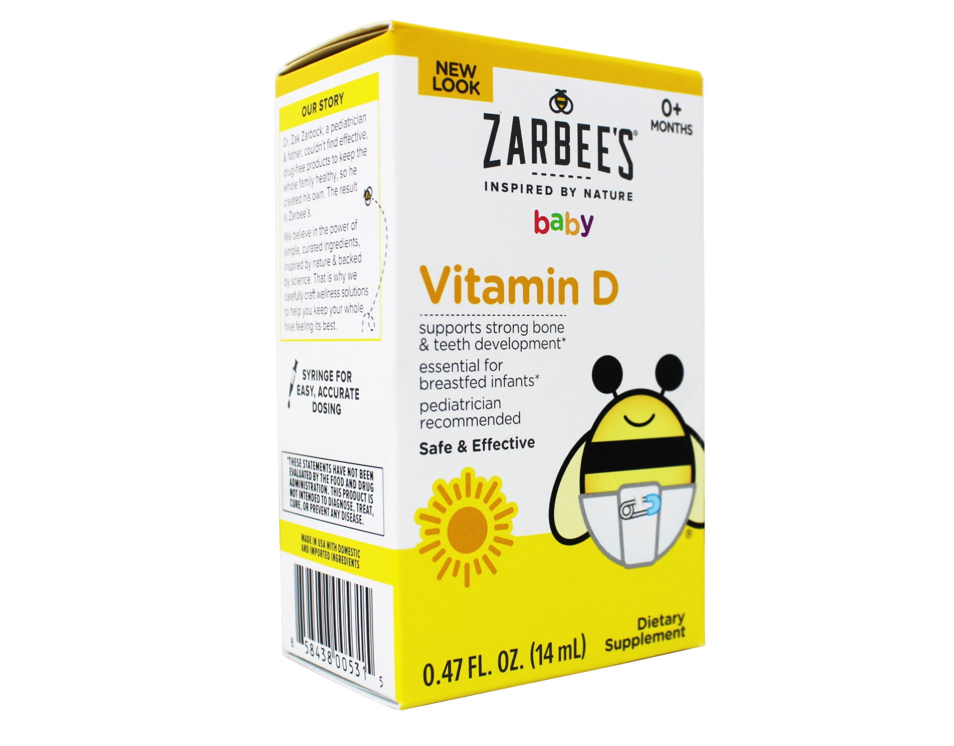 Zarbee's Naturals Baby Vitamin D Supplement Safe & Effective .47 oz, Pack of 2