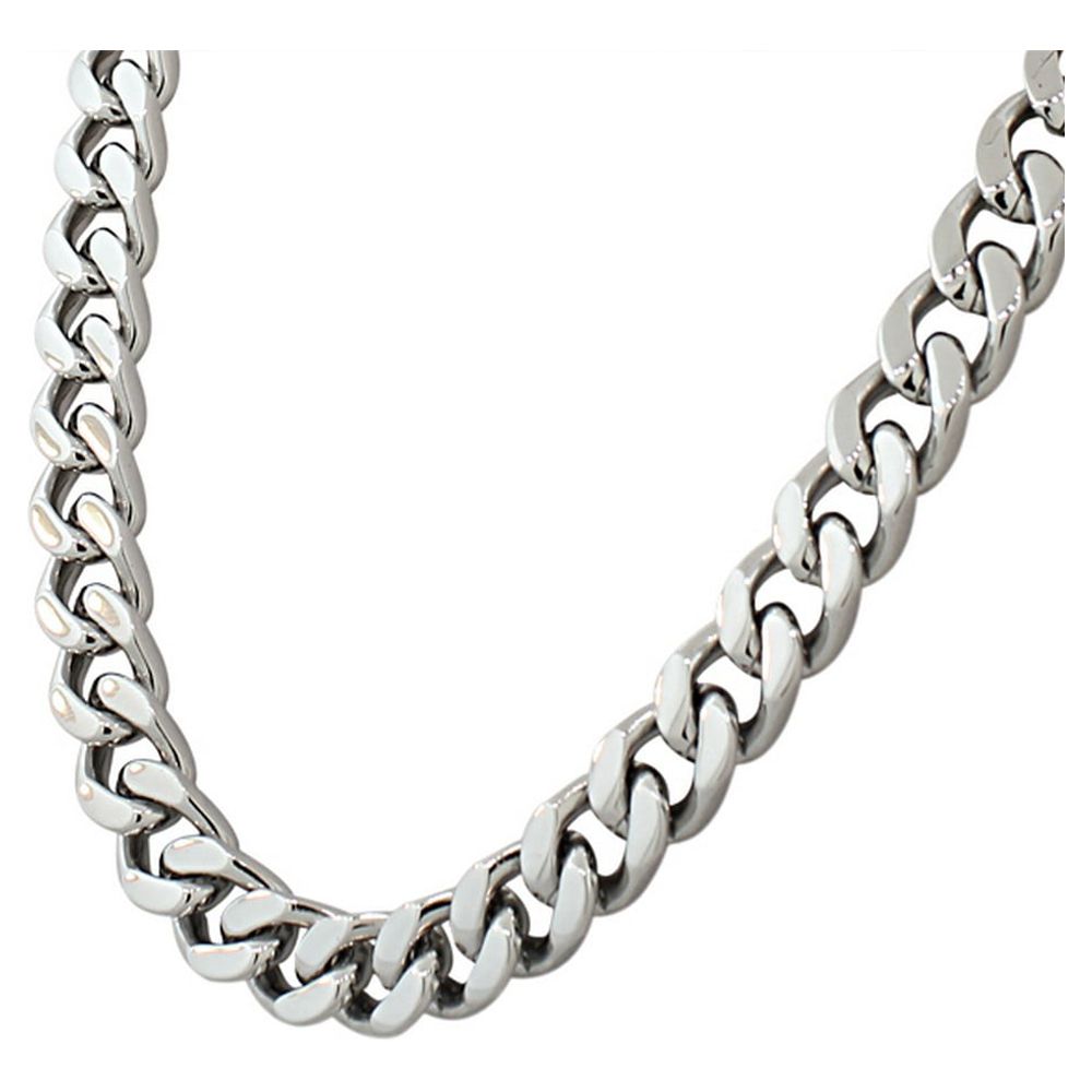 Stainless Steel Silver-Tone Mens Classic Cuban Link Chain Necklace Bracelet Set - image 2 of 4
