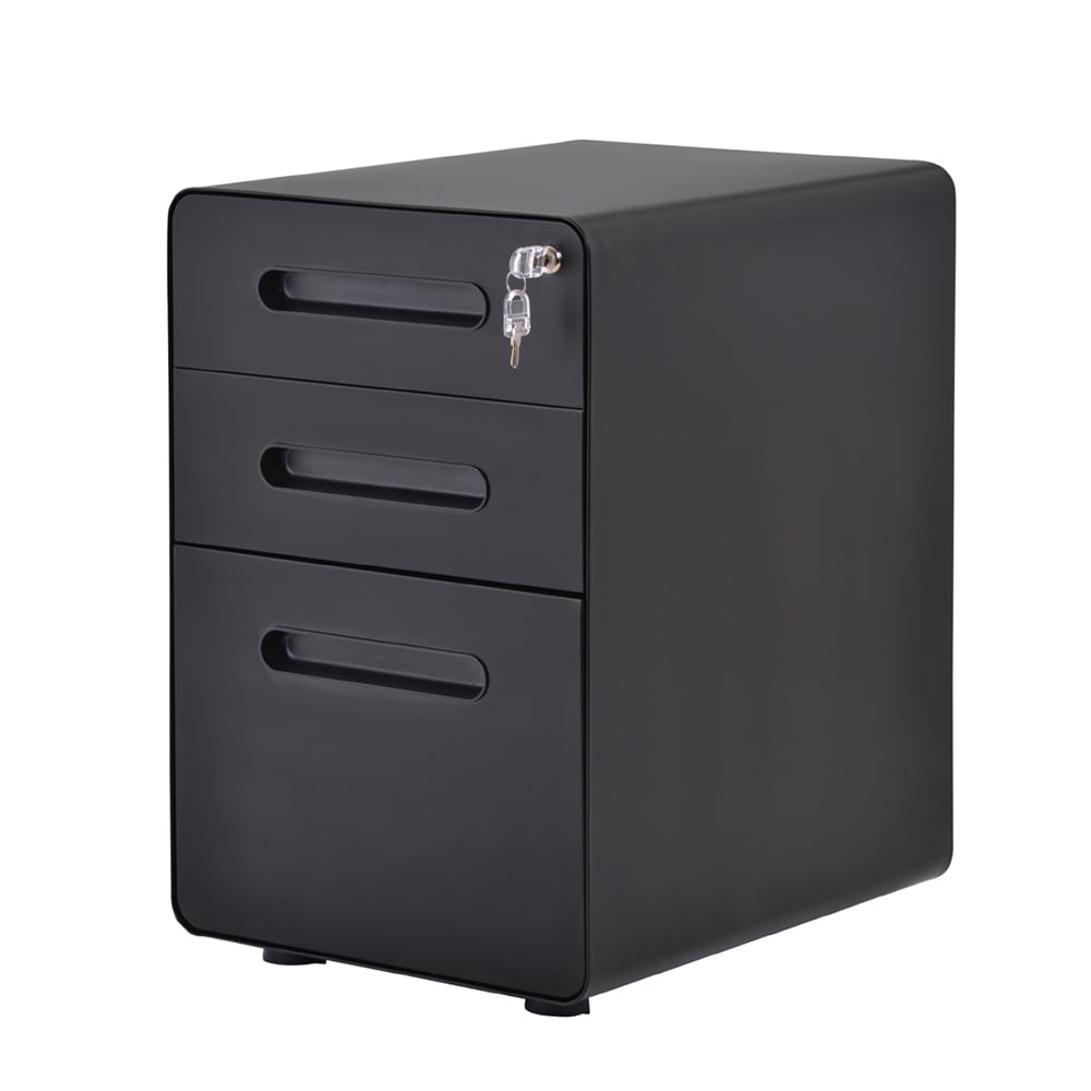 Kepooman 3-Drawer Mobile Steel File Cabinet with Lock for Legal/Letter/A4 Size, 14.9"W x 18.9"D x 21.85"H, Black Kepooman 3-Drawer Mobile Steel File Cabinet with Lock for Legal/Letter/A4 Size, 14.9"W x 18.9"D x 21.85"H, Black
