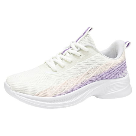 ZIZOCWA Lightweight Casual Sneakers for Gym Travel Work Fashion Mesh Lace-Up Walking Running Sports Shoes Non Slip Womens Shoes Sneakers Purple Size37