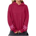 thumbnail image 4 of VBTAPA Oversized Hoodies for Women Cute Bow Print Hooded Sweatshirt Loose Casual Drawstring Pullover Hoodie Teen Girls Aesthetic Sweatshirt with Kangaroo Pocket Red M, 4 of 5