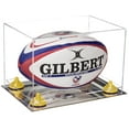 thumbnail image 1 of Clear Acrylic Rugby Ball Display Case with Yellow Risers and Mirror Base (B41), 1 of 2