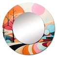 thumbnail image 3 of Designart "Colorful Mid Century Abstract Horizon" Abstract Landscapes Rund Mirror For Wall Decor - Large Multi-Color Round Printed Mirror - Mid-Century Round Mirror 23" x 23" Inch, 3 of 6