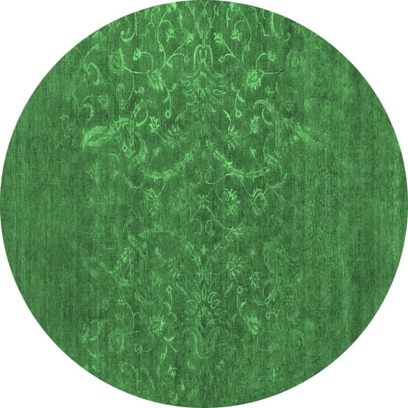 Ahgly Company Indoor Round Oriental Emerald Green Industrial Area Rugs, 4' Round
