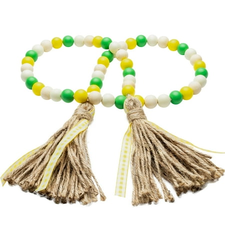 MALLMALL6 Lemon Wood Beads Garland for Home Farmhouse Decor,1pack