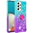 thumbnail image 3 of Clear Case for Samsung Galaxy A23 5G/4G with Ring Kickstand, Bling Gradient Quicksand Glitter Flowing Liquid Floating Case Cover for Samsung Galaxy A23 JB Bluish Violet, 3 of 14