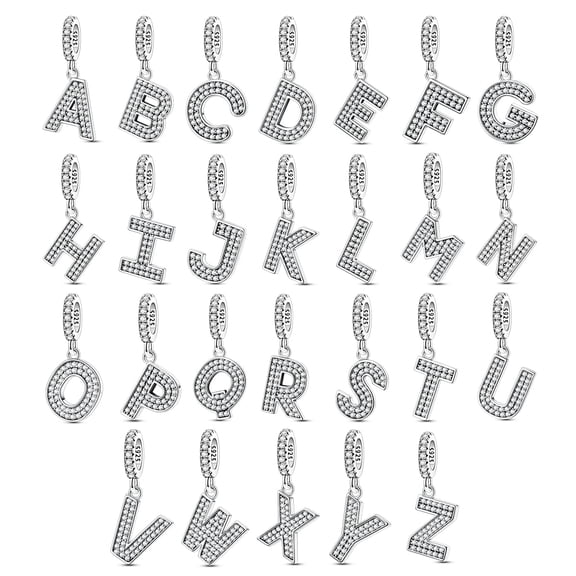 MULA Original Sparkling Pave 5A Zircon 26 Letters S925 Sterling Silver DIY Charm fit Bracelet for Women Jewelry Gift