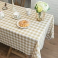 thumbnail image 2 of CSFL Checkered Tablecloth for Rectangle Tables, Polyester Gingham Tablecloths, Stain Resistant Dining Table Cover for Outdoor Picnic, Kitchen and Party, 63"x 55", Brown and White, 2 of 9