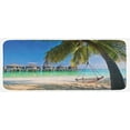 thumbnail image 1 of Beach Kitchen Mat, Hammock Under Palm Leaves in Heaven Beach Paradise Caribbean Peace Sun Summer Print, Plush Decorative Kitchen Mat with Non Slip Backing, 47" X 19", Multicolor, by Ambesonne, 1 of 1