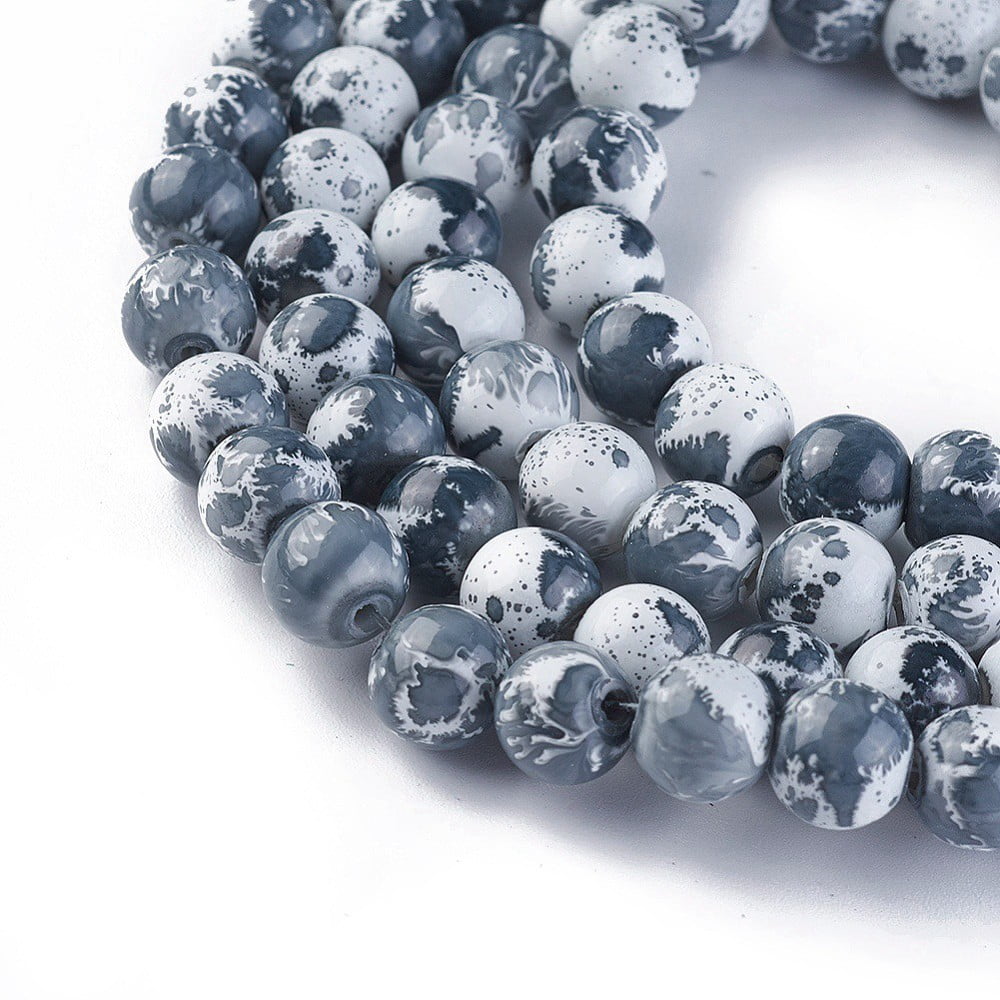 10strands Baking Painted Glass Beads Strands Round Black 8~8.5mm Hole: 1.5mm about 100pcs/strand 31.1 inch(79cm)