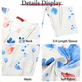 thumbnail image 6 of WellSize Plus Size Womens Tunic Tops 3/4 Sleeve Dressy Fall Blouses Casual V Neck Floral Shirts Tunics for Leggings, 6 of 9