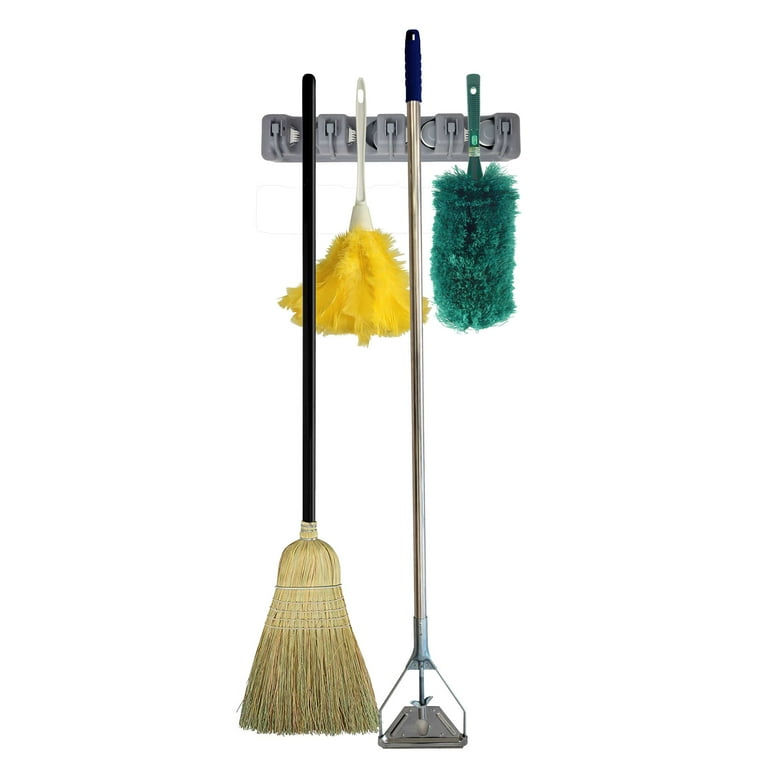 Premium Orangizer Mop and Broom Holder Wall Mounted Garden Tool Storage Tool Rack Storage Organization Home Plastic Hanger Closet Garage Organizer