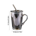 thumbnail image 3 of Tasse d'Eau en Verre avec Poignée, Capacité de 450 ml, Verre Épaissi Sans Plomb, Comprend Couvercle et Paille en Verre Réutilisable, Résistante à la Chaleur pour Boissons Chaudes et Froides, Brun/gris/transparent, 3 of 7