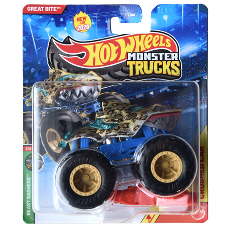 Hot Wheels Monster Trucks Great Bite Includes Crushed Car