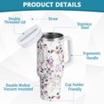 thumbnail image 2 of Yayeee 40oz Stainless Steel Tumbler with Straw and Handle Double-Wall Insulated Travel Water Bottle, Purple Wildflowers, 2 of 8