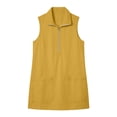 thumbnail image 6 of Women's Sleeveless Stand Collar Mini Dress Zip Up Loose Shift Dress Y2k Casual Street Short Dress Summer Sundress with Pockets Yellow, 6 of 6