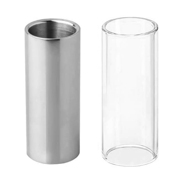 Guitar 2pcs Guitar Finger Slide Kit with Glass Slide Stainless Steel Slide for Guitar Bass