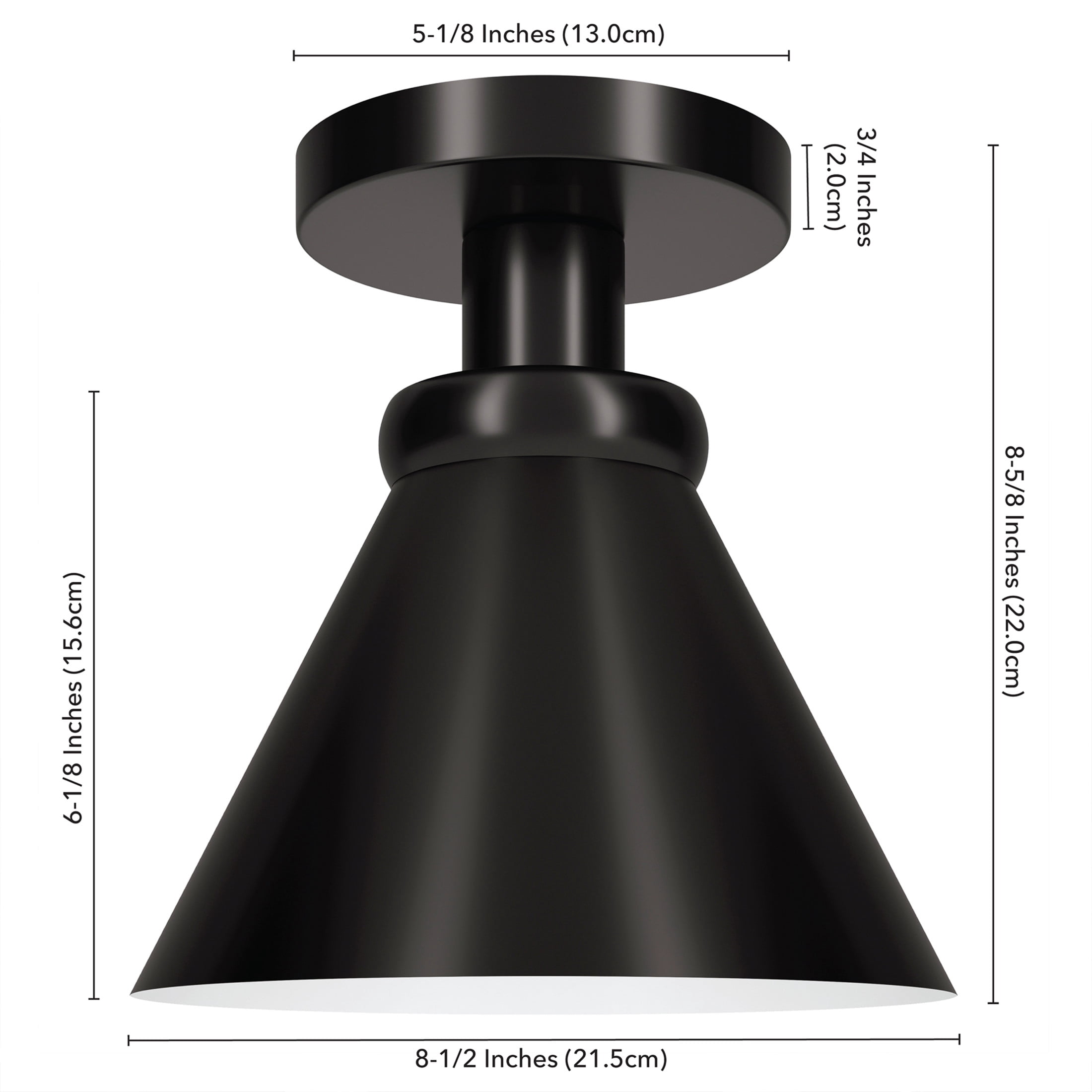 Evelyn&Zoe 8.5" Black Semi Flush Mount