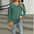 thumbnail image 2 of Long Sleeve Shirts for Women Pleated Casual Business Blouses Trendy Fashion Tunic Basic Tops Loose Trendy Fall Crew Neck T-Shirts, 2 of 7