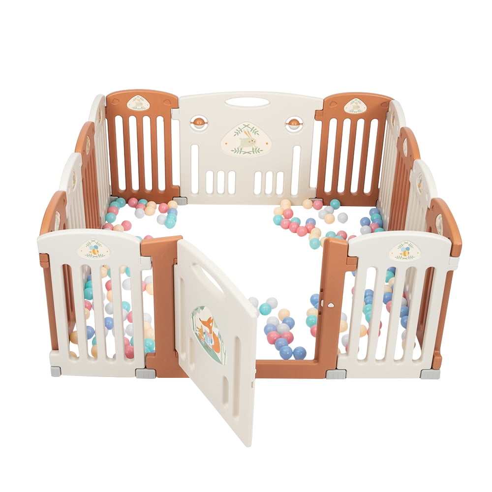 Private Jungle 14-Panel Kids Safety Activity Center Playard w/Locking Gate,Adjustable Shape,Portable Design for Indoor Outdoor Use Private Jungle 14-Panel Kids Safety Activity Center Playard w/Locking Gate,Adjustable Shape,Portable Design for Indoor Outdoor Use