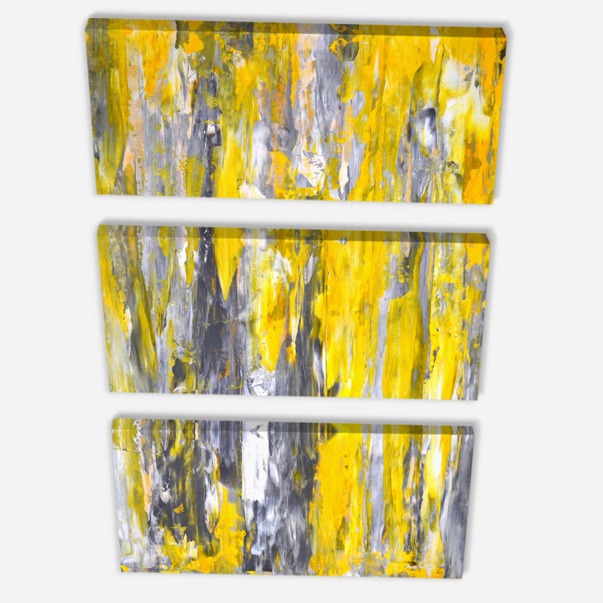 Designart 'Grey and Yellow Abstract Pattern ' Abstract Canvas Print
