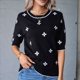 thumbnail image 4 of Blusas de Verano para Mujer, Elegantes, Informales, de Corta, con Cuello Redondo, de Punto, Blusas Holgadas, Camisetas Básicas. Negro XS, 4 of 7