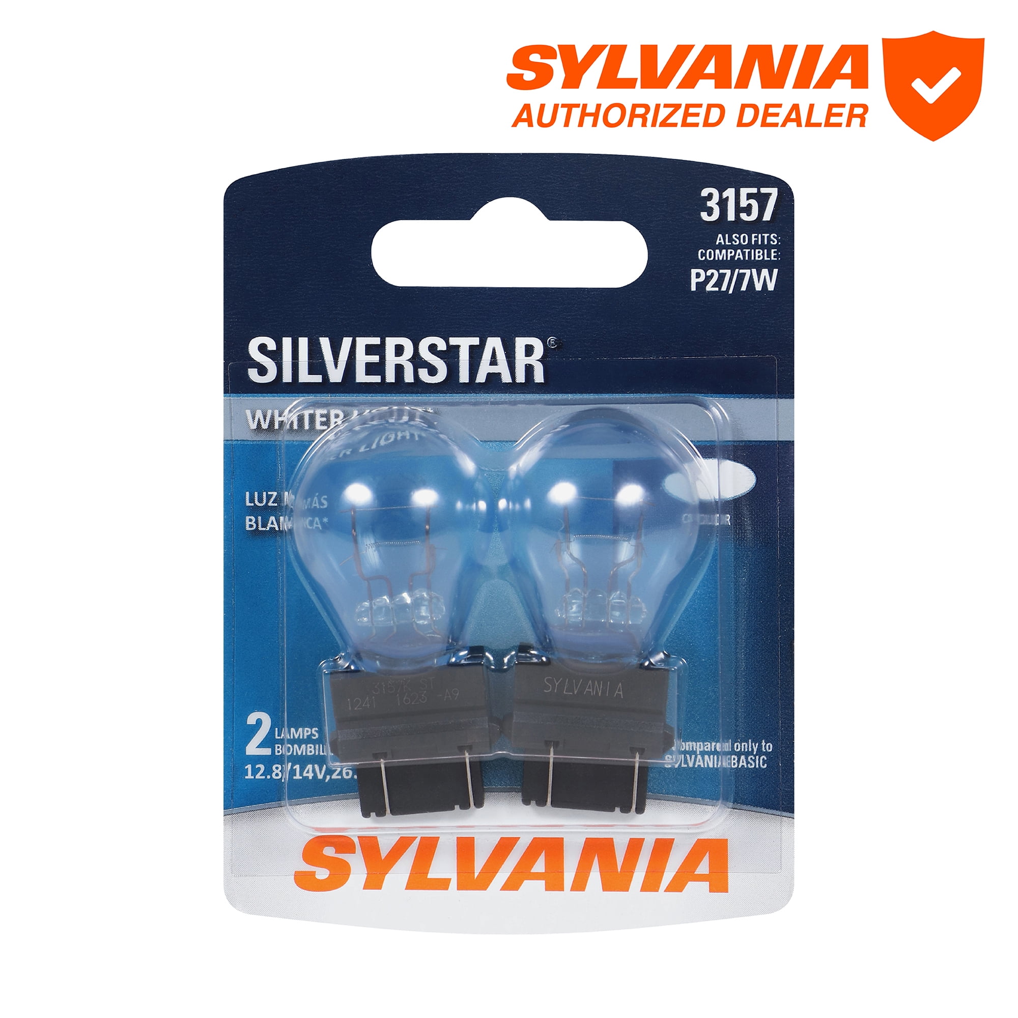 (2 pack) Sylvania 3157 SilverStar Automotive Mini Bulb, 2 Pack, Compatible with Multiple Cars