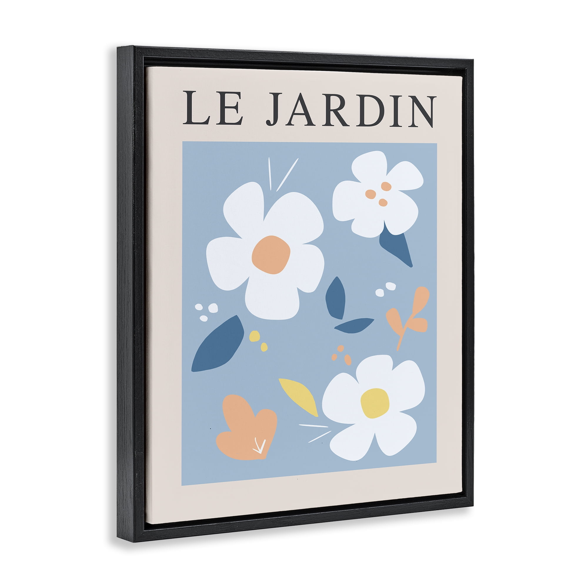 Stupell Industries Bouncing Floral Le Jardin Black Framed Floater Canvas Wall Art, design by Anna Quach