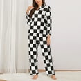 thumbnail image 3 of Bingfone Womens Pajama Sets Black And White Checkerboard Print,Long Sleeve Loungewear Pajamas Set-X-Large, 3 of 9