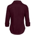thumbnail image 3 of J. METHOD Chemise Boutonnée pour Femme Manches 3/4 Col Roulé Extensible Bureau Travail Formel Décontracté Blouse Basique Haut NEWT01 Prune Foncé S, 3 of 6