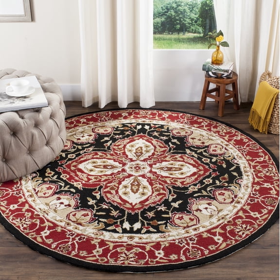 Safavieh Easy Care Erykah Oriental Area Rug, Black/Red, 8' x 8' Round