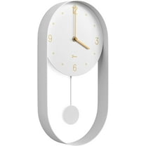 Driini Modern Pendulum Wall Clock - Decorative and Unique Metal Frame, with 8 Inch Face - Contemporary, Minimalist Design, with Silent Non Ticking Operation - Includes Both White and Gold Pendelum