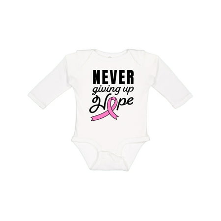 

Inktastic Breast Cancer Awareness Never Giving up Hope Boys or Girls Long Sleeve Baby Bodysuit
