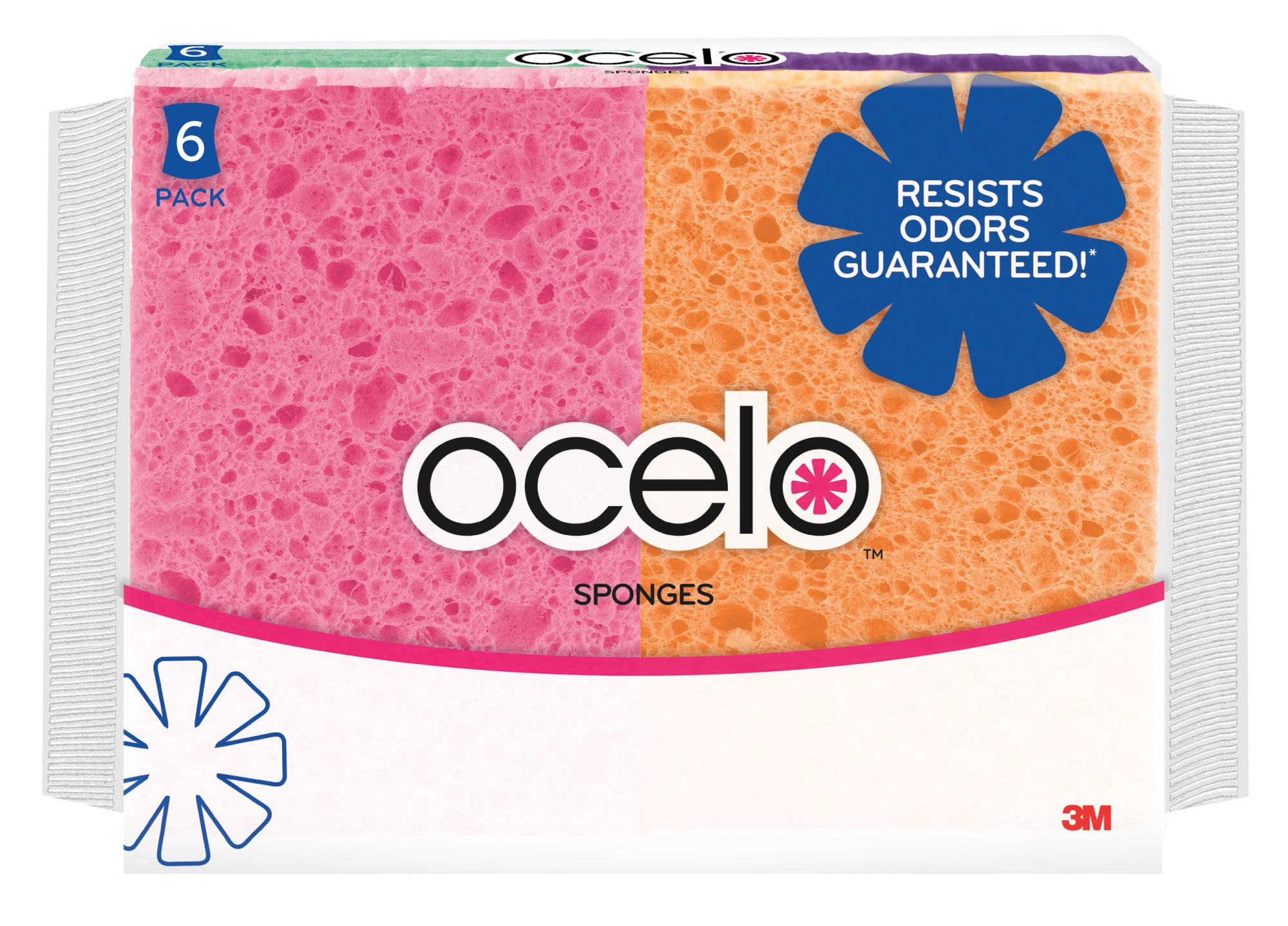 Ocelo StayFresh Handy Size Sponges, 6 Sponges Per Pack