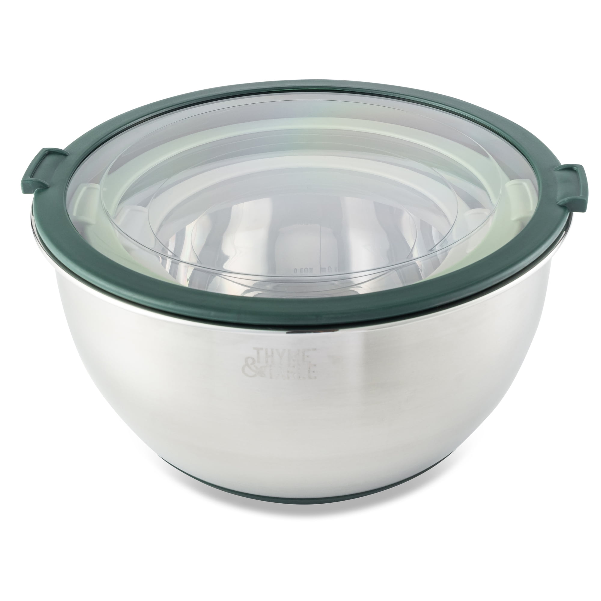 Thyme & Table 6-Piece Nesting Mixing Bowl Set with Easy Grip Transparent Lids - Green