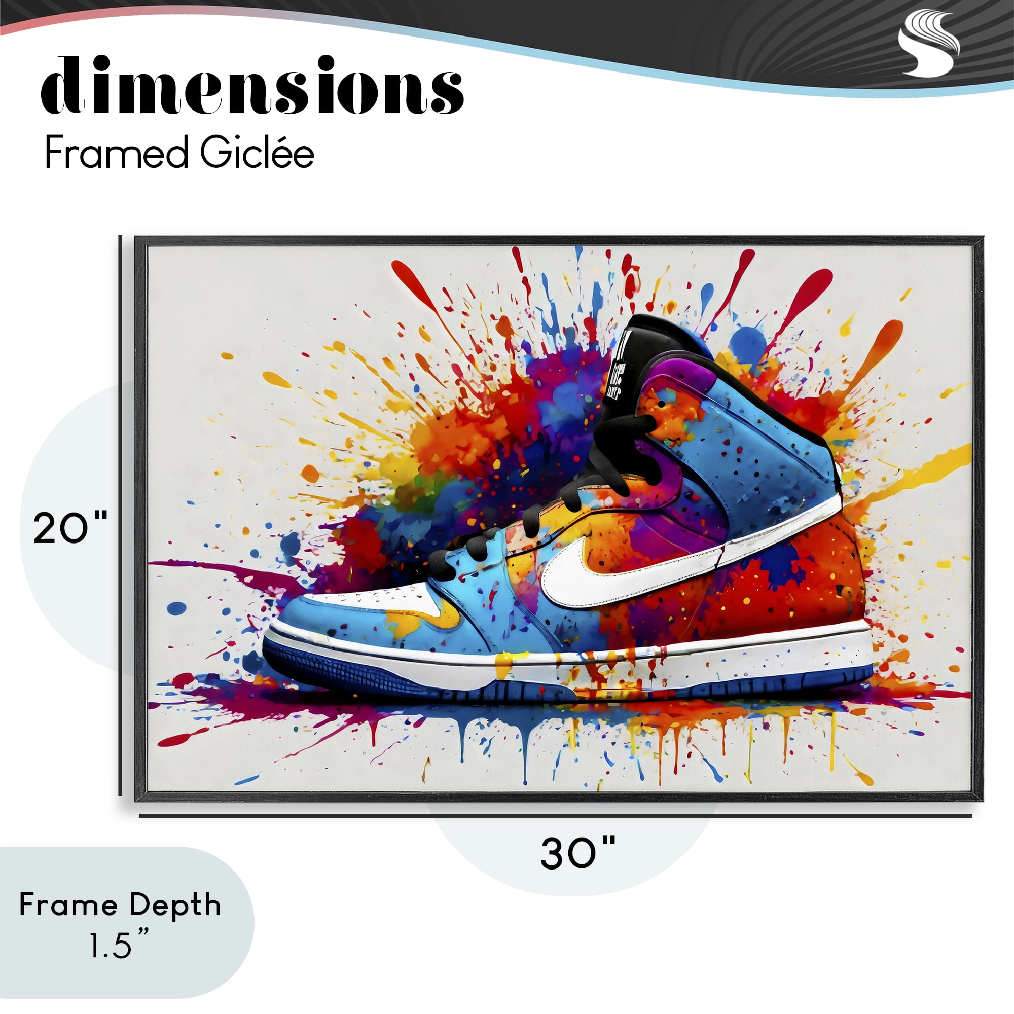 Stupell Industries Centric Sneaker Splash Black Framed Giclee Art, design by Creative Studio