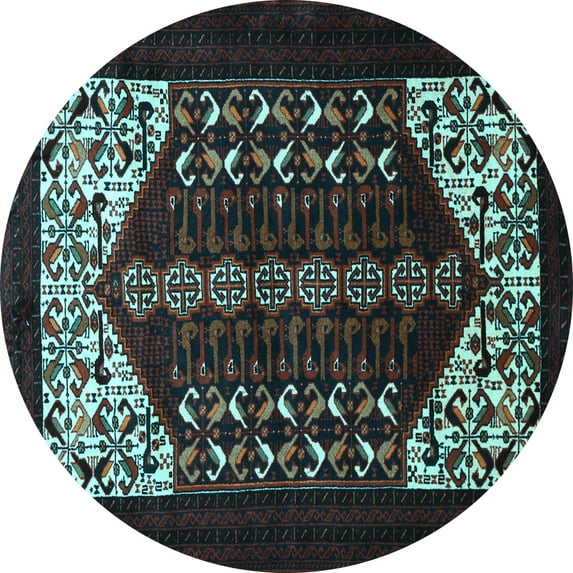 Ahgly Company Indoor Round Persian Light Blue Traditional Area Rugs, 6' Round