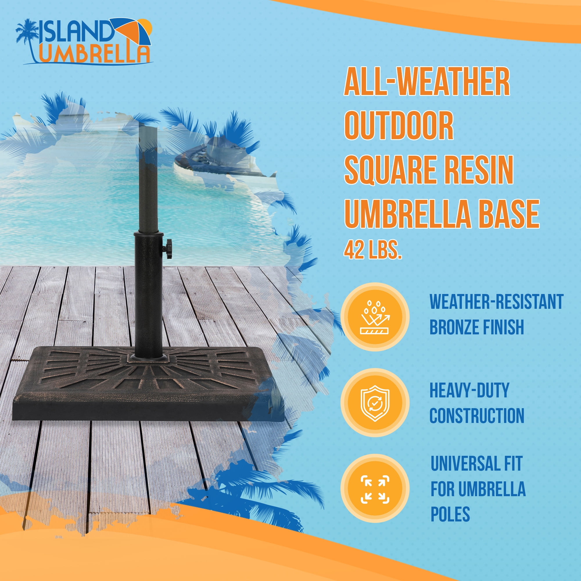 Island Umbrella 42-lb Bronze All-Weather Outdoor Square Resin Umbrella Base