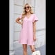 thumbnail image 5 of Vestido Camisero Informal de Verano para Mujer, con Botones y Cuello en V, Mangas Abullonadas Rosa XXL, 5 of 10