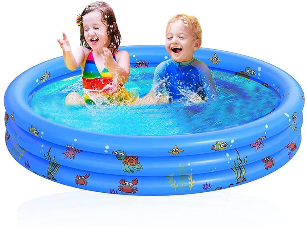 Garden Round Inflatable Baby Swimming Pool Portable Inflatable Child Children Little Pump Pool Kiddie Paddling Pool Indoor Outdoor Toddler Water Game