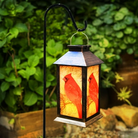 Waterproof LED Candle Lights, Outdoor Hanging Solar Lantern, Decorative Cardinal Lights Tabletop Lamp for Outdoor Patio Garden Deck Yard Decor