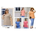 thumbnail image 4 of Langwyqu L-5XL Summer V Neck Criss Cross Shirt Women Plus Size Short Sleeve Solid Color Tops Tee, 4 of 5