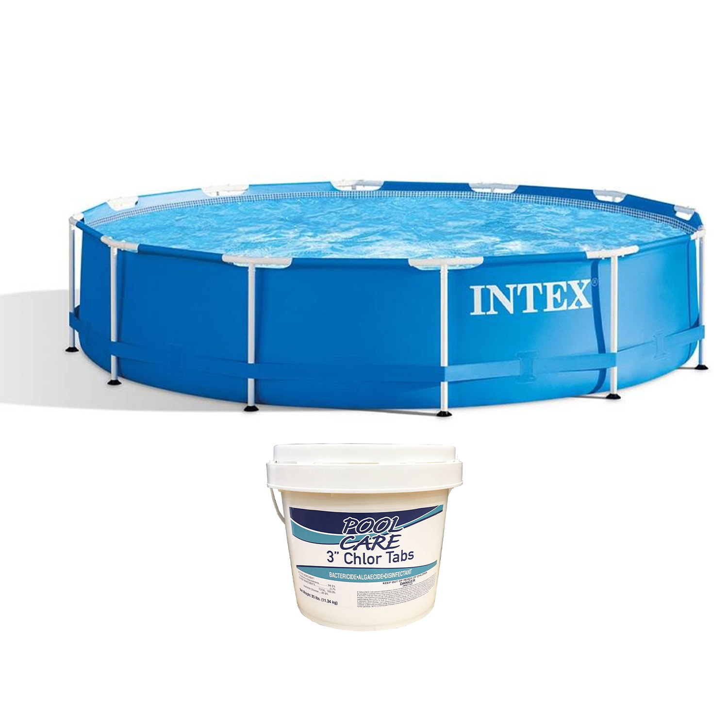 Intex 28210EH 12' x 30" Above Ground Frame Swimming Pool & Chlorine