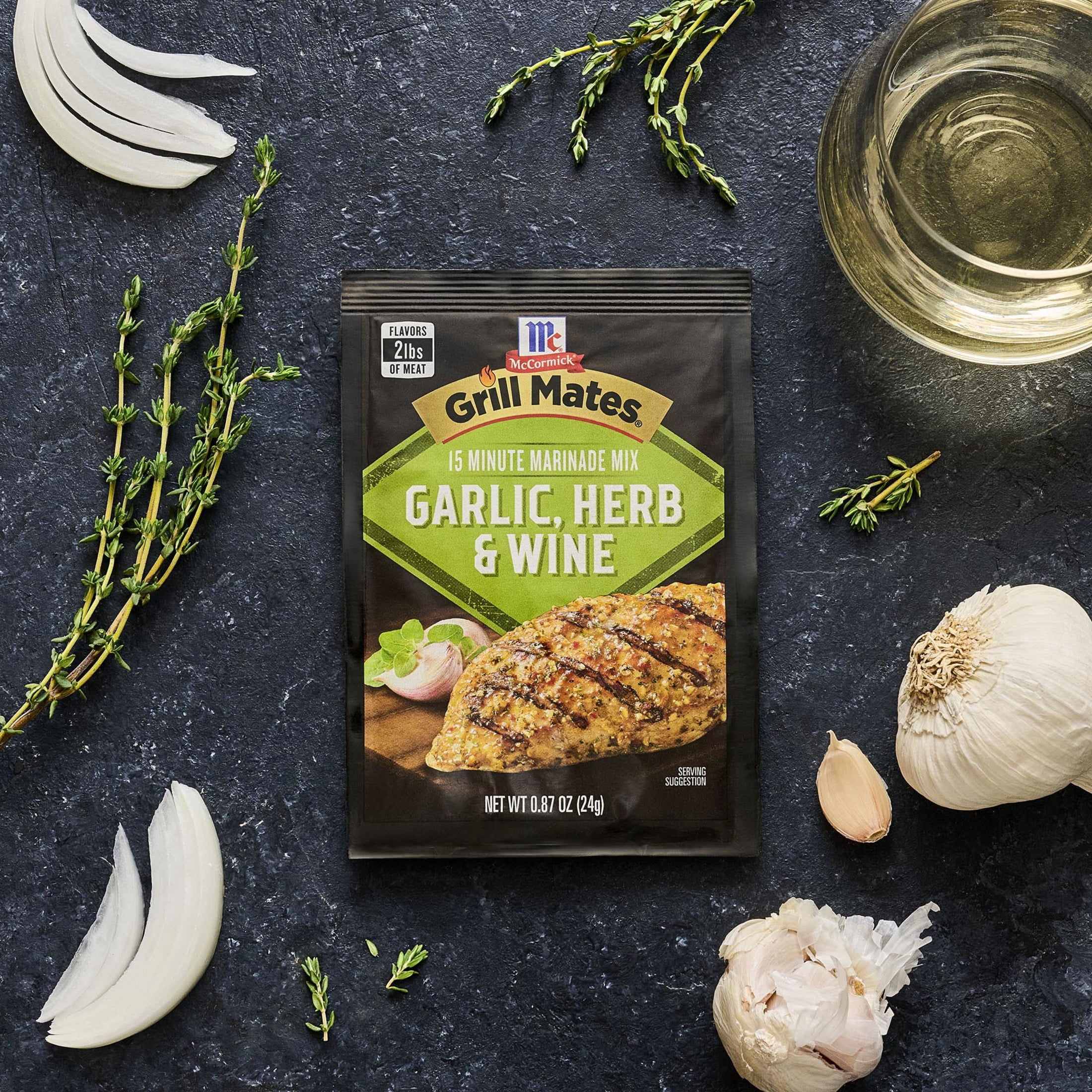 (8 pack) Grill Mates Seasoning Mix, Garlic, Herb & Wine Marinade, 0.87 oz Packet