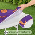 thumbnail image 5 of Purple Halloween Pumpkins Bats and Spiders Round Fitted Tablecloth with Elastic Edge,Dining Table Cover Waterproof,Outdoor Round Tablecloth for Camping,Dining,Indoor and Outdoor, 5 of 7