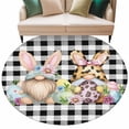 thumbnail image 6 of Easter Gnomes Round Rug 6ft Washable Circle Kitchen Rugs Non Slip Eggs Rabbit Ears Spring Daisy Buffalo Plaid Large Area Rug Indoor Floor Carpet for Bedroom Living Room Home Office Dining Room, 6 of 8